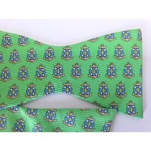 Southern Proper Mens Silk Bow Tie Green Nautical Anchor Life Preserver Self Tie